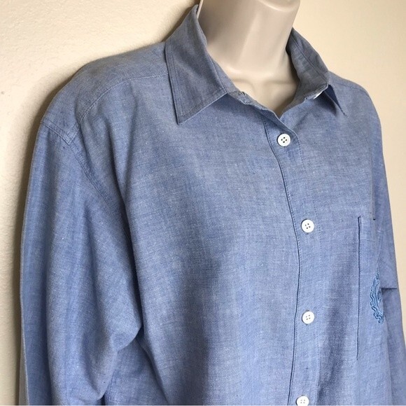 Vintage Gitano Chambray Denim Long Sleeve Button Front Shirt Womens Size Large - Picture 2 of 13